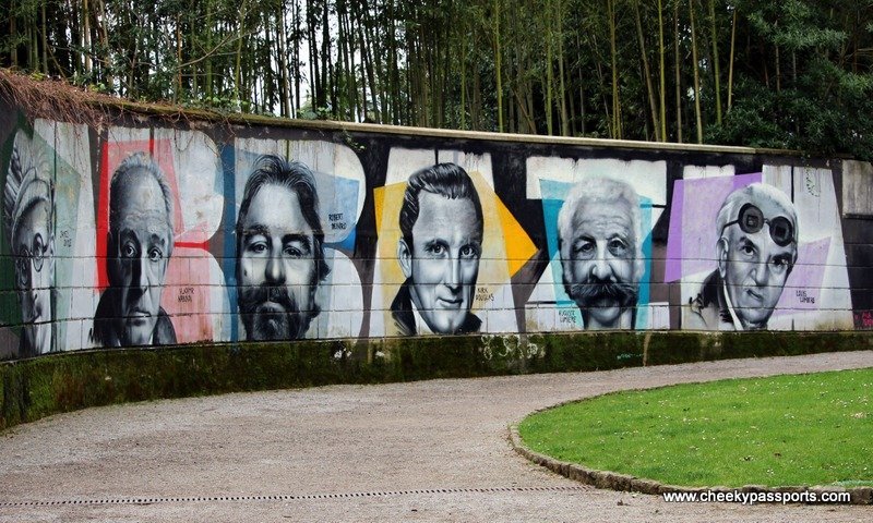 Murals of famous people at Park Angiolina in Opatija on the peninsula of Istria - Treasures of Istria