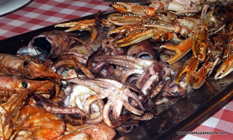 A seafood platter at a restaurant serving croatian food