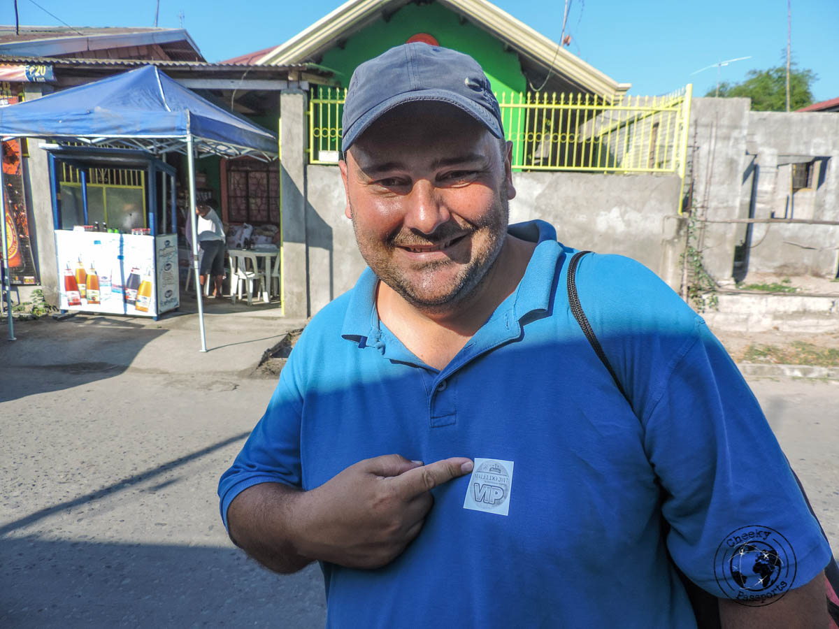 Nikki wearing a VIP sticker assigned by the town hall - San Fernando Pampanga from Manila