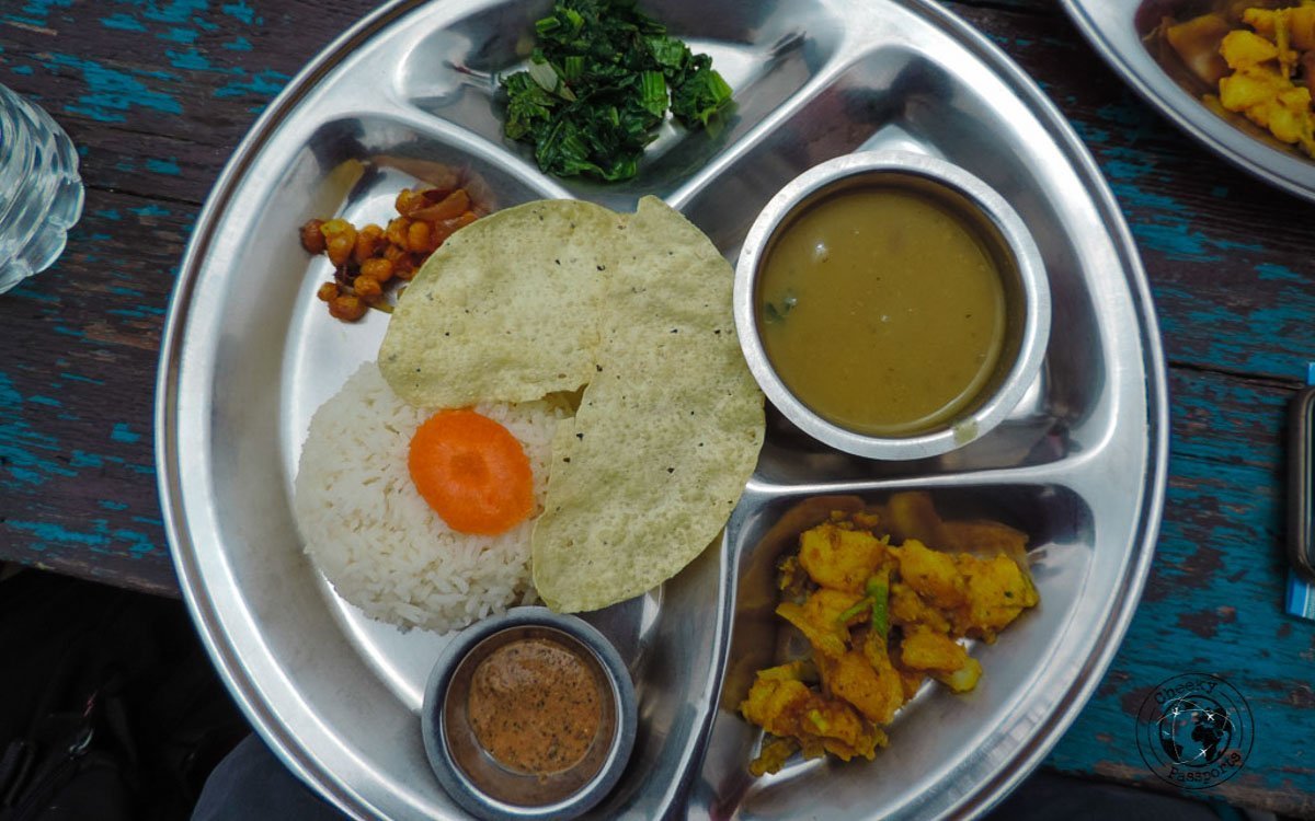 dhal and food at the Poon hill trek, Pokhara