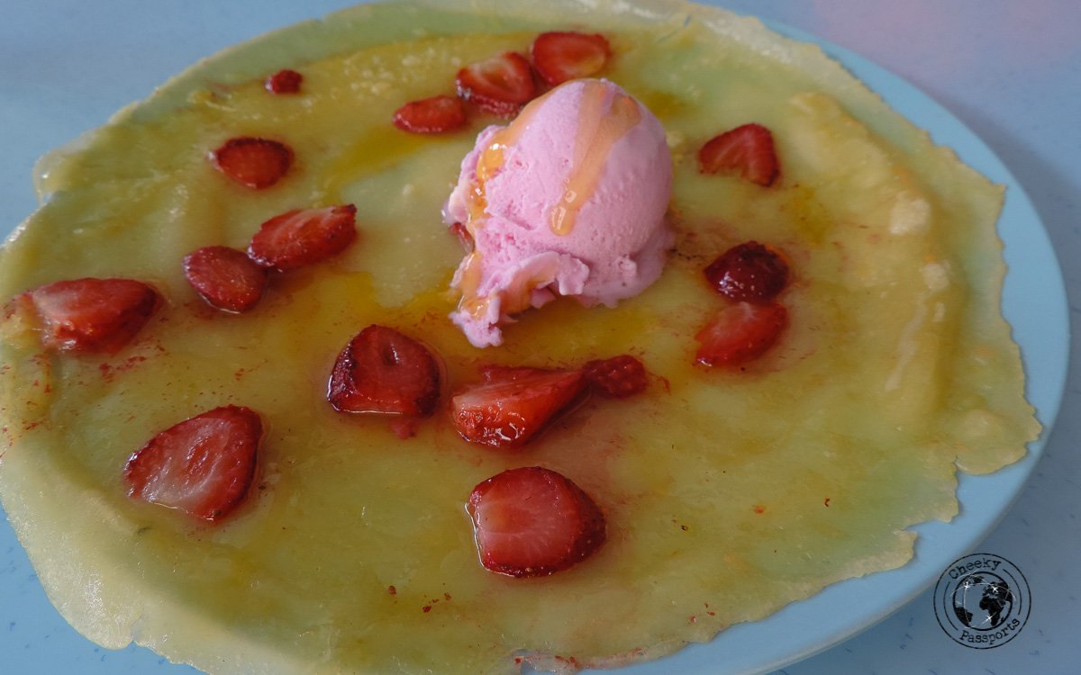 strawberry pancakes in Cameron Highlands