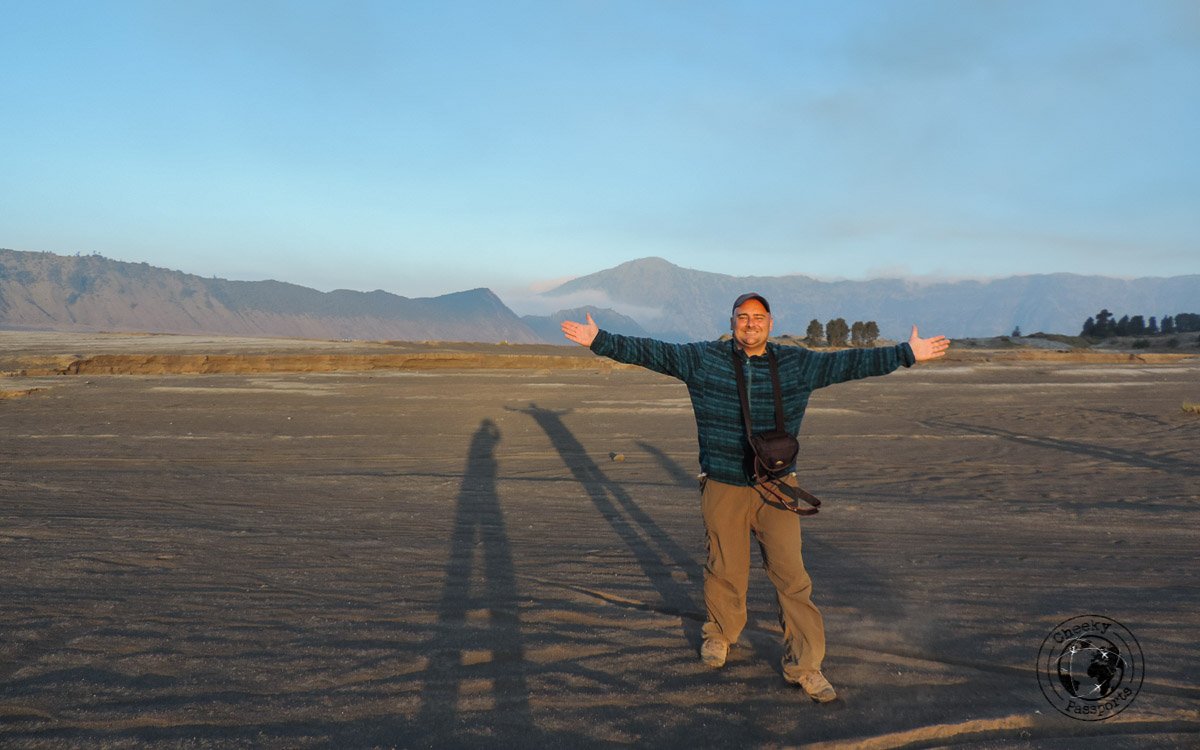 Niki posing in the sea of sand - Mount Bromo Sunrise and Kawah Ijen Blue Flames in 2 days (without a tour)