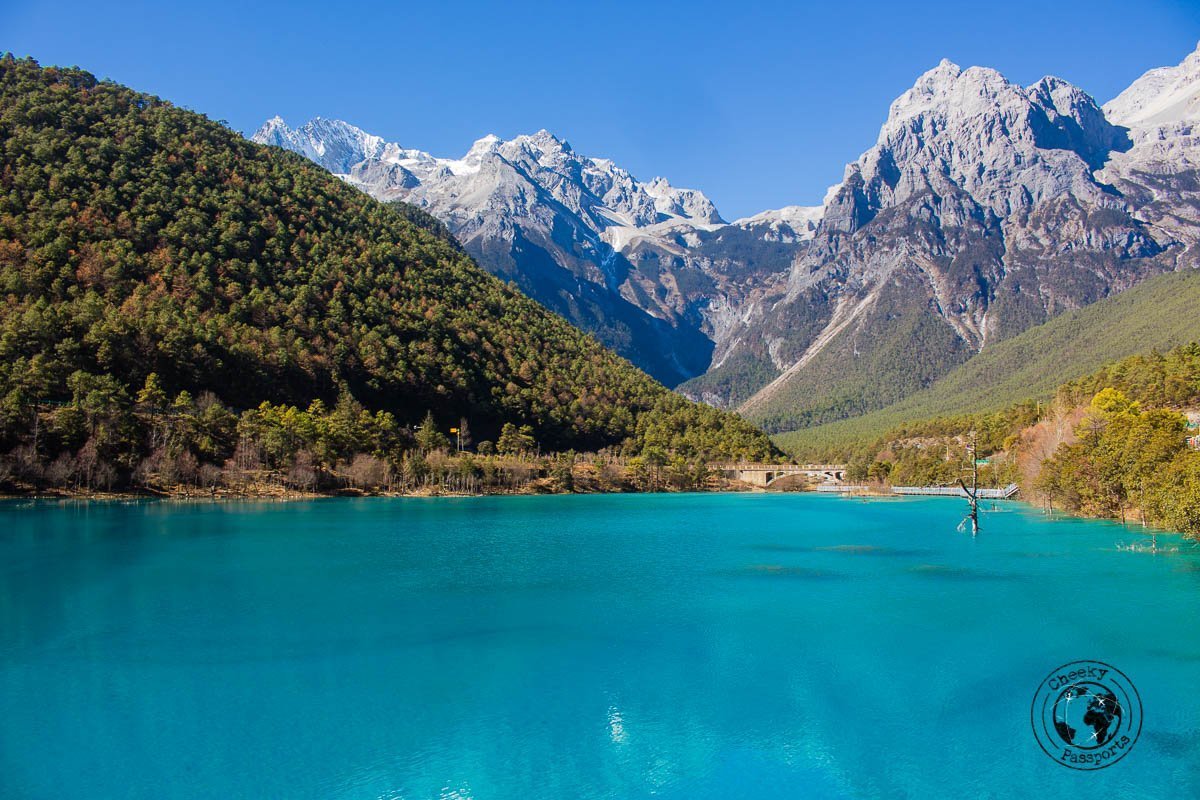 The azure waters of the Blue Moon Valley at the Jade Dragon Stone Mountain Park