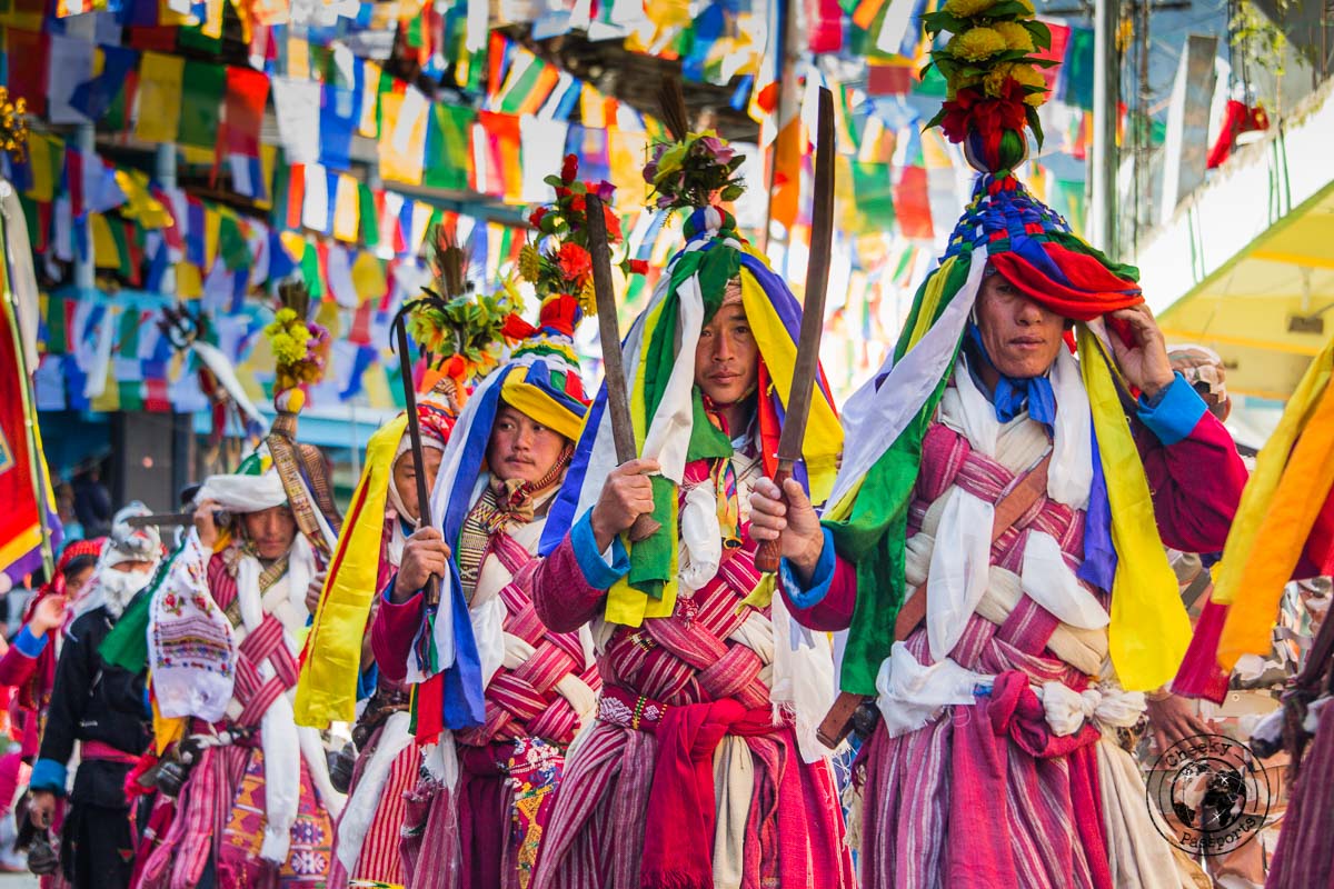 Colourful ceremonial costumes at the Tawang Festival - Guide to Sela Pass, Tawang Monastery and other Places to Visit in Tawang
