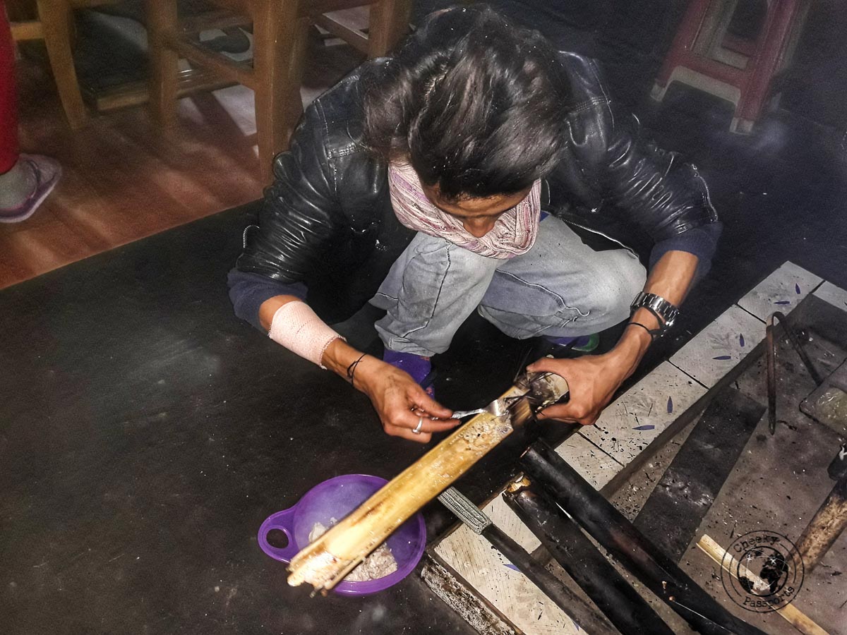 Chicken cooked in Bamboo at the homestay in Ziro Valley -North East India Travel Guide