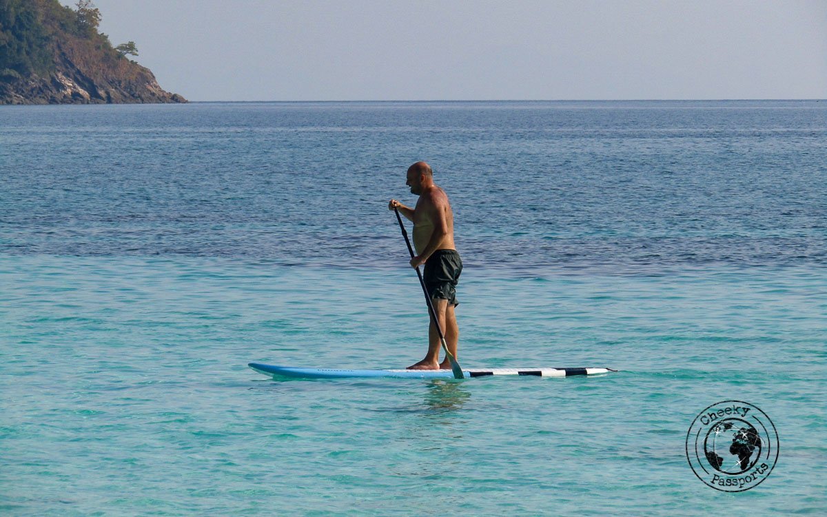 Nikki testing the SUP provided by the Sea Gypsy