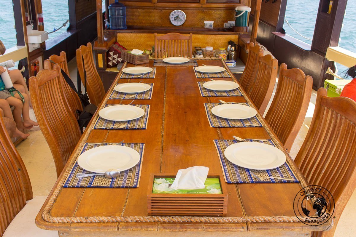 The dinner table on the Sea Gypsy