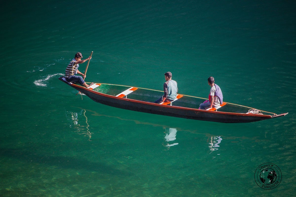 Clear waters at the dawki river in meghalaya