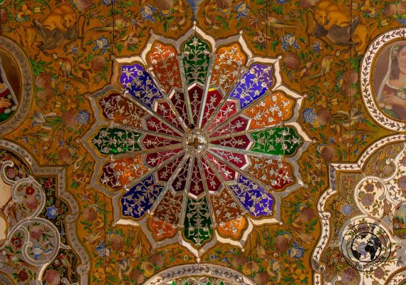 Detail of the pink Mosque in Shiraz