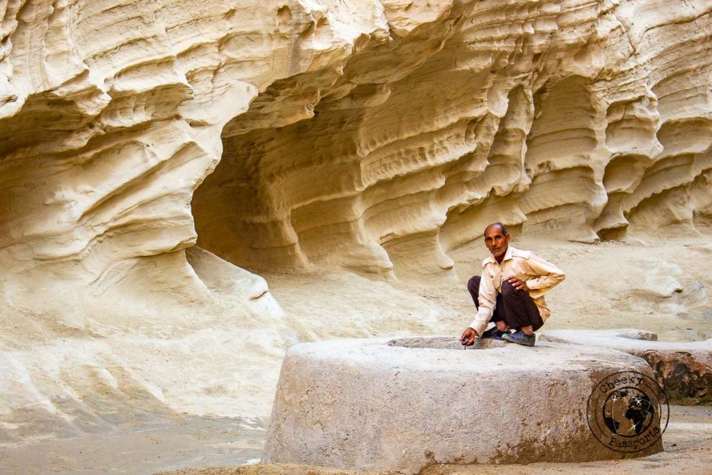 Locals at the Chahkooh Canyon in Qeshm island