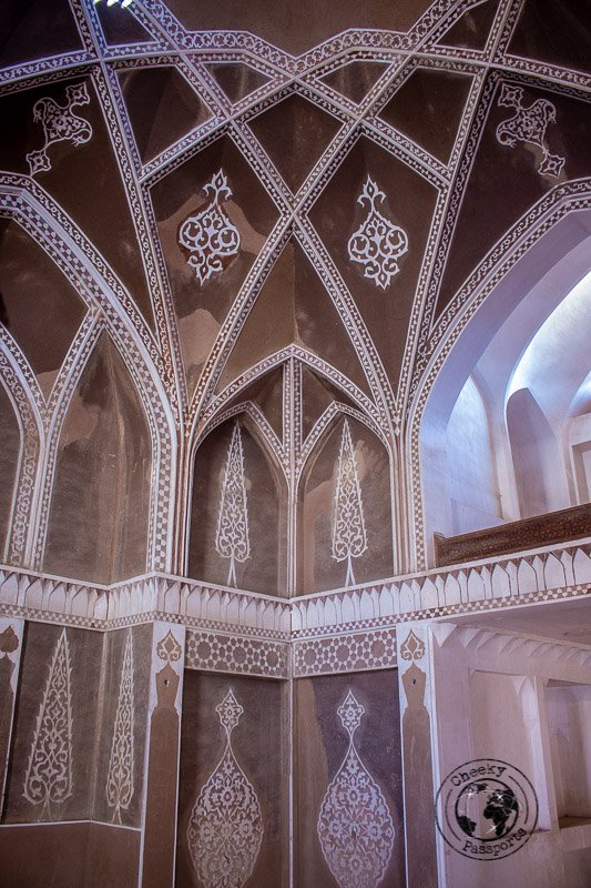 intricate architecture inside the Abbasian house in kashan