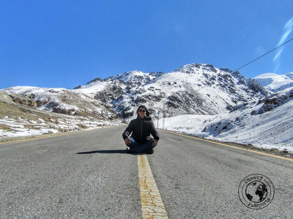 Michelle at the Karakoram highway
